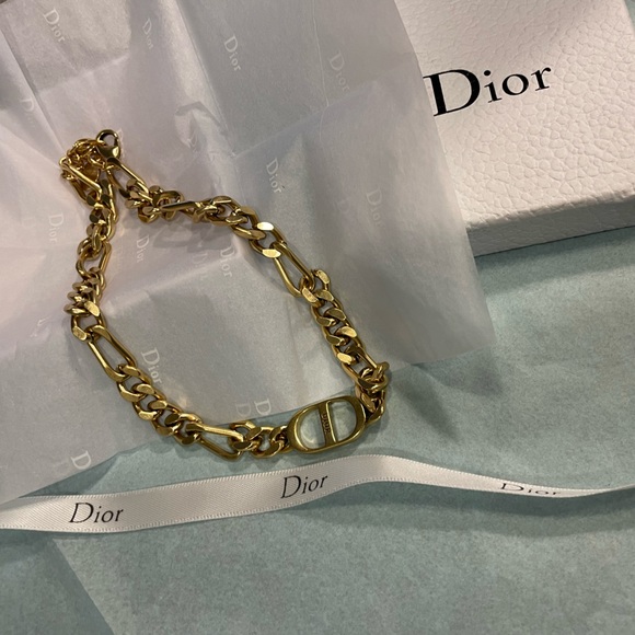 DIOR CD Choker In Brushed Gold Tone w/ Gift Box - Picture 2 of 14
